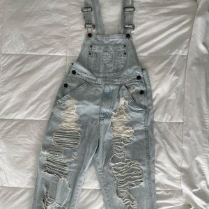 Light Wash Denim Distressed Jean Overall